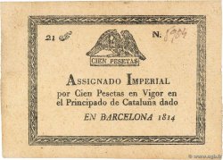 100 Pesetas SPANIEN Barcelona 1814 P.- VZ+