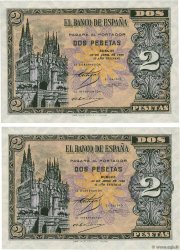2 Pesetas Consécutifs SPANIEN  1938 P.109a fST+