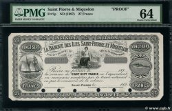 27 Francs Épreuve SAINT-PIERRE UND MIQUELON  1897 P.01p fST