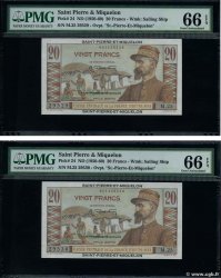 20 Francs Émile Gentil Consécutifs SAINT PIERRE ET MIQUELON  1946 P.24 NEUF