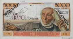 5000 Francs Schoelcher Spécimen SAINT-PIERRE UND MIQUELON  1946 P.29s fST+