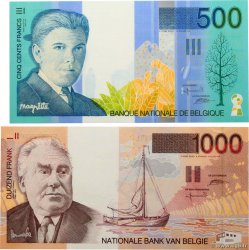 500 et 1000 Francs Lot BELGIQUE  1997 P.149 et P.150