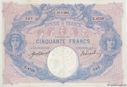 50 Francs BLEU ET ROSE FRANKREICH  1913 F.14.26 fVZ
