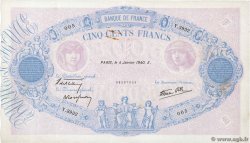 500 Francs BLEU ET ROSE modifié FRANKREICH  1940 F.31.55 SS