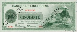 50 Piastres Spécimen INDOCINA FRANCESE  1945 P.077s q.FDC