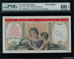 500 Piastres Spécimen FRANZÖSISCHE-INDOCHINA  1951 P.083s fST+