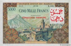 50 Dirhams sur 5000 Francs MOROCCO  1953 P.51 AU
