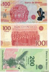 100 et 200 Pesos Lot MEXIQUE  2007 P.128, P.129 et P.130 NEUF