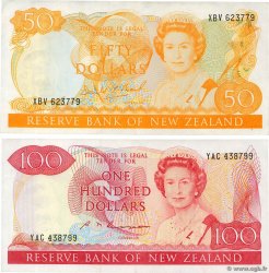 50 et 100 Dollars Lot NEW ZEALAND  1985 P.174b et P.175b VF+