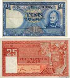 10 et 25 Gulden Lot PAYS-BAS  1949 P.083 et P.084 TB à TTB
