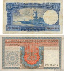 10 et 25 Gulden Lot NIEDERLANDE  1949 P.083 et P.084 S to SS