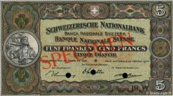 5 Francs Spécimen SUISSE  1936 P.11hs FDC