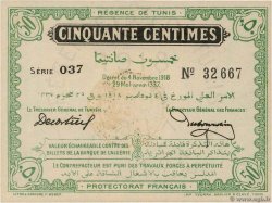 50 Centimes TUNISIA  1918 P.42 UNC-