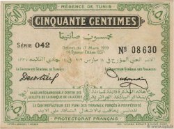 50 Centimes TUNISIA  1919 P.45a q.AU