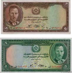 2 et 5 Afghanis Lot AFGHANISTAN  1939 P.021a et P.022a