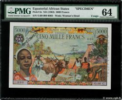 5000 Francs Spécimen EQUATORIAL AFRICAN STATES (FRENCH)  1963 P.06cs fST+