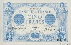 5 Francs BLEU FRANKREICH  1914 F.02.22 fST