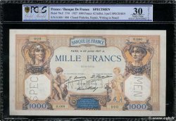 1000 Francs CÉRÈS ET MERCURE Spécimen FRANKREICH  1927 F.37.01Sp fVZ