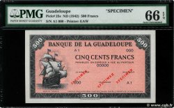 500 Francs Spécimen GUADELOUPE  1945 P.25s UNC