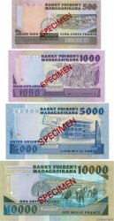500 Francs à 10000 Francs Spécimen MADAGASCAR  1988 P.71s à 74s EBC+