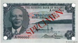 5 Shillings Spécimen MALAWI  1964 P.01s UNC-