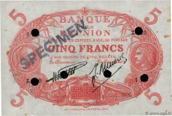 5 Francs Cabasson Spécimen REUNION INSEL  1938 P.14s VZ
