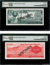 500 et 1000 Francs Spécimen RWANDA  1971 P.09s1 et P.10s2 NEUF