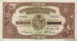 4 Shillings TONGA  1939 P.05b BC+