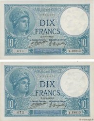 10 Francs MINERVE Consécutifs FRANCE  1925 F.06.09