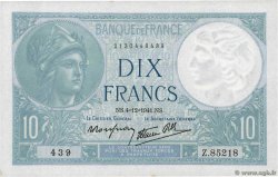 10 Francs MINERVE modifié FRANCE  1941 F.07.30 AU+