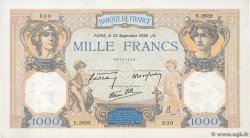 1000 Francs CÉRÈS ET MERCURE type modifié FRANKREICH  1938 F.38.27 fST