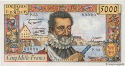 5000 Francs HENRI IV FRANCE  1958 F.49.06 VF