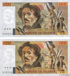 100 Francs DELACROIX modifié Lot FRANCE  1984 F.69.08b UNC-