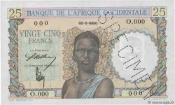 25 Francs Spécimen FRENCH WEST AFRICA  1943 P.38s UNC-