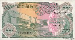 100 Francs REPúBLICA DEMOCRáTICA DEL CONGO  1963 P.001a MBC+