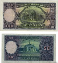 50 et 100 Litu Lot LITHUANIA  1928 P.24a et P.25a F+