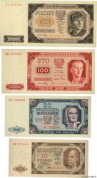 10, 20, 100 et 500 Zlotych Lot POLOGNE  1949 P.LOT NEUF