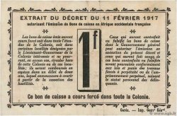 1 Franc SENEGAL  1917 P.02c XF-