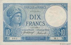 10 Francs MINERVE Petit numéro FRANCE  1916 F.06.01 TTB+