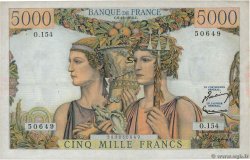 5000 Francs TERRE ET MER FRANKREICH  1956 F.48.12 fVZ