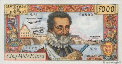 5000 Francs HENRI IV FRANCE  1958 F.49.07 SUP