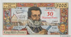 50 NF sur 5000 Francs HENRI IV FRANCE  1959 F.54.02 XF-