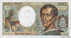 200 Francs MONTESQUIEU Petit numéro FRANCE  1981 F.70.01A1 NEUF