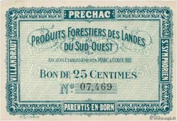 25 Centimes FRANCE regionalism and miscellaneous Prechac 1914 JP.33-113 XF