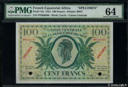 100 Francs Spécimen AFRIQUE ÉQUATORIALE FRANÇAISE Brazzaville 1946 P.18s fST