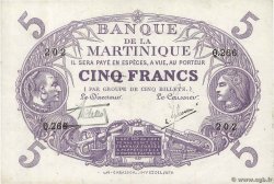 5 Francs Cabasson violet MARTINIQUE  1934 P.06 MBC+