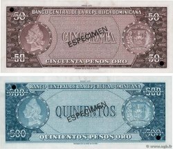 50 et 500 Pesos Oro Spécimen RÉPUBLIQUE DOMINICAINE  1975 P.112s et P.114s1 q.FDC
