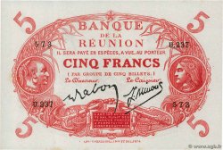 5 Francs Cabasson rouge REUNION INSEL  1944 P.14 fST
