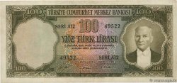 100 Lira TURKEY  1952 P.167a F+