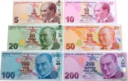 5 à 200 Lira Lot TURKEY  2009 P.LOT UNC-